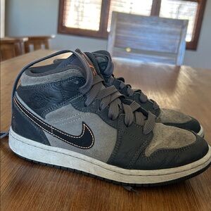 Jordan Kids Sneakers - Black and Gray with Orange Accents